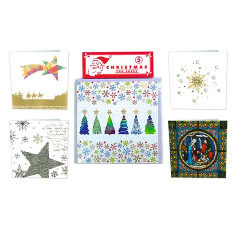 CHRISTMAS ARGU CUADRADO TARJETA + SOBRE BOLSA 5U 49486