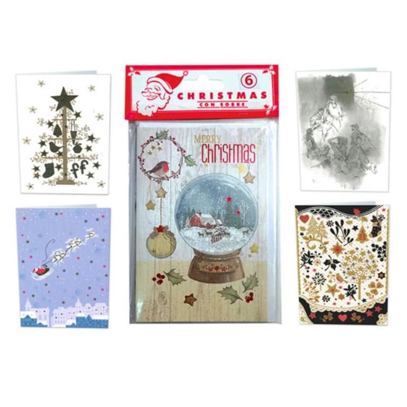 CHRISTMAS ARGU MEDIANO TARJETA + SOBRE BOLSA 6U 49487
