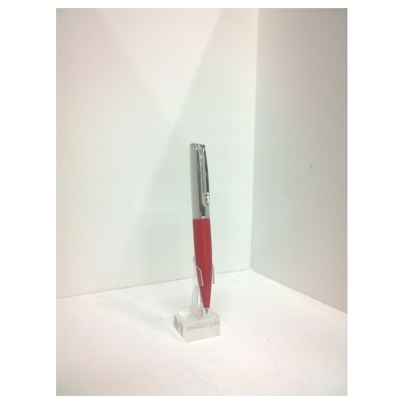 BOLIGRAFO INOXCROM NAKED PLATA ROJO BRILLO ^