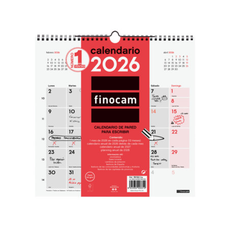 CALENDARIO PARED ESCRIBIR 30X30 2026+ FINOCAM26 781520026 300 X 5 X 310 MM