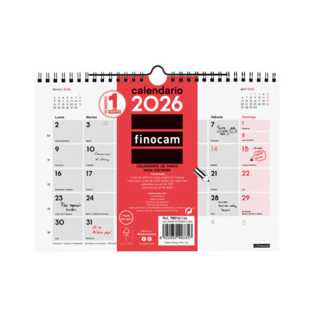 CALENDARIO PARED ESCRIBIR S 2026+ FINOCAM26 780160026 210 X 5 X 160 MM