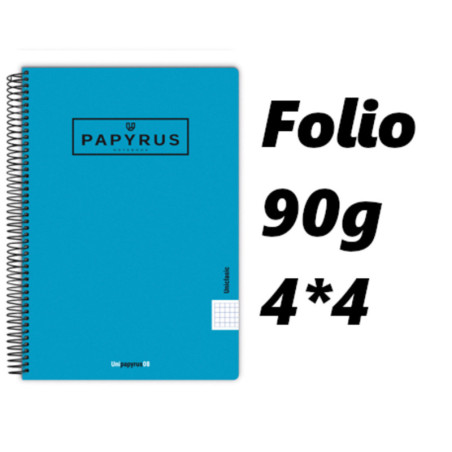 PACK 5 CUADERNOS PAPYRUS GRAFOPLAS PP FOLIO CUADRO 4*4 COLOR TURQUESA 36 88442536