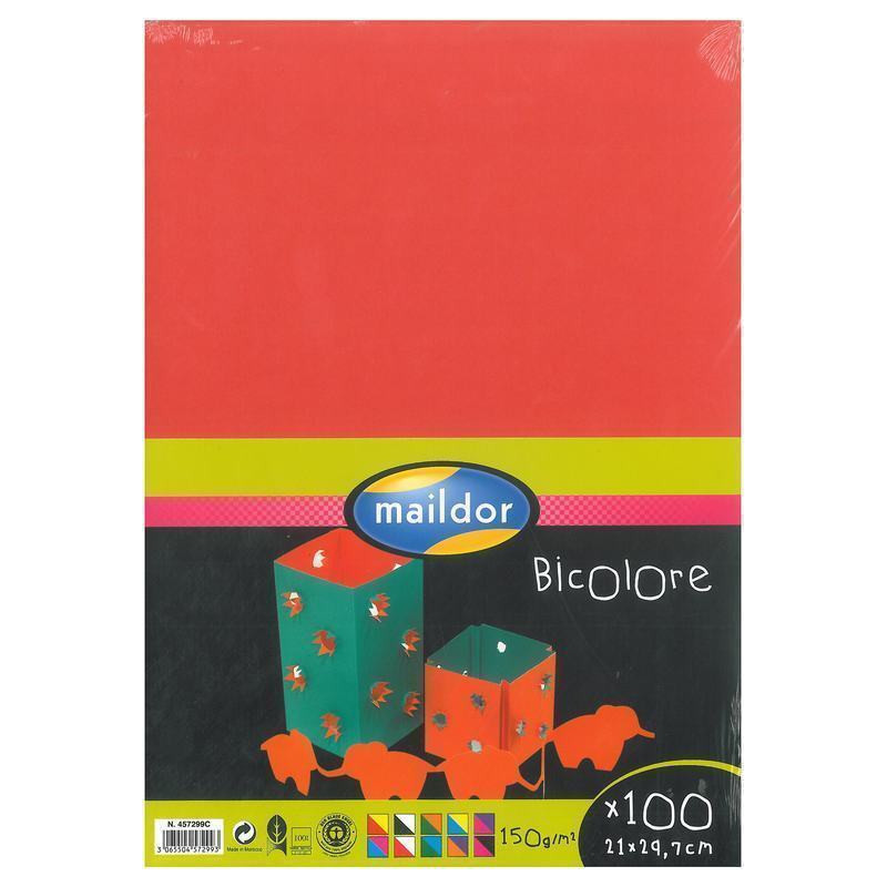 CARTULINA A-4 MAILDOR BICOLOR SURTIDA 100H 10 COLORES 457299C