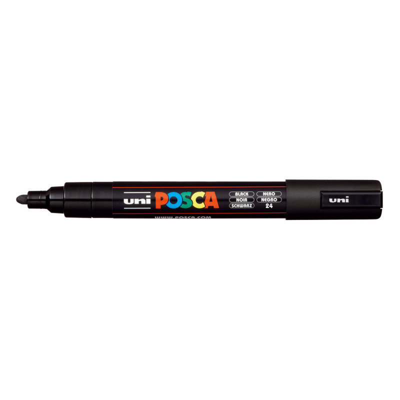 MARCADOR UNI-BALL POSCA PC-5M PUNTA REDONDA 1,8-2,5MM NEGRO (24) 152777000