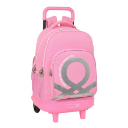 MOCHILA GDE C/RUEDAS COMPACT EXTRAIBLE BENETTON "FLAMINGO PINK" 612252918 45*33 SAFTA22