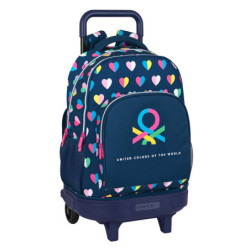 MOCHILA GDE C/RUEDAS COMPACT EXTRAIBLE BENETTON "CORAZONES" 612250918 45*33 SAFTA22