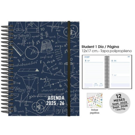 AGENDA ESCOLAR ESPIRAL 8º D/P STUDENT PP MATHS AZUL 12971251 SENFORT25/26