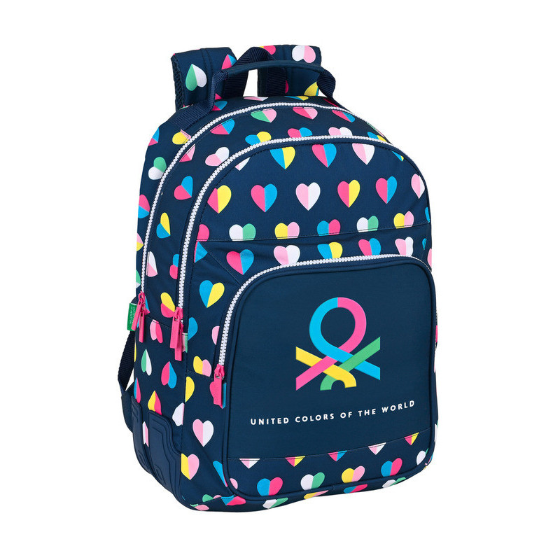 MOCHILA DOBLE ADAPTABLE BENETTON "CORAZONES" 612250773 42*32 SAFTA22
