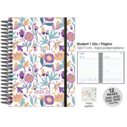 AGENDA ESCOLAR ESPIRAL 8º D/P STUDENT PP PURPLE FLOWER 22871253 SENFORT25/26