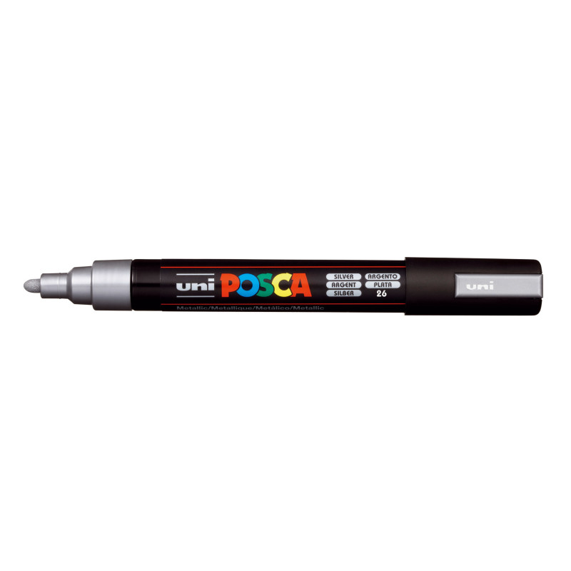 MARCADOR UNI-BALL POSCA PC-5M PUNTA REDONDA 1,8-2,5MM PLATA (26)