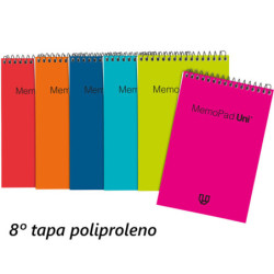BLOC NOTAS ESPIRAL 8º APDO PTE 12U MEMOPAD PP UNI TAPA PLASTICO GRAFOPLAS 37004399