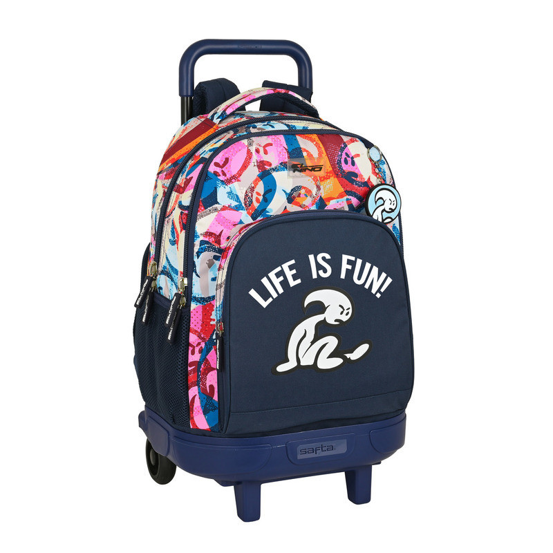 MOCHILA GDE C/RUEDAS COMPACT EXTRAIBLE EL NIÑO "LIFE IS FUN" 612207918 45*33 SAFTA22