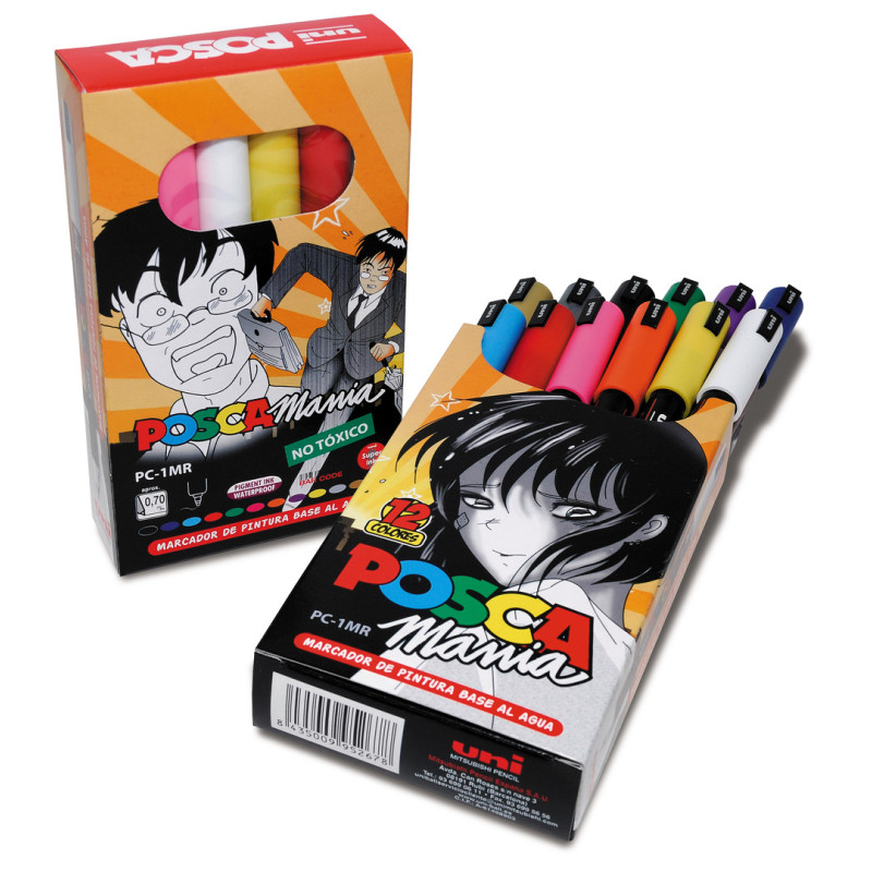 MARCADOR UNI-BALL POSCA PC-1MR/12C PUNTA EXTRA FINA 0,7MM SURTIDO CAJA CARTON C/12U