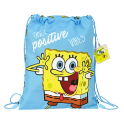 SACO PLANO JUNIOR BOB ESPONJA "POSITIVE VIBES" 612191855 34*26 SAFTA22
