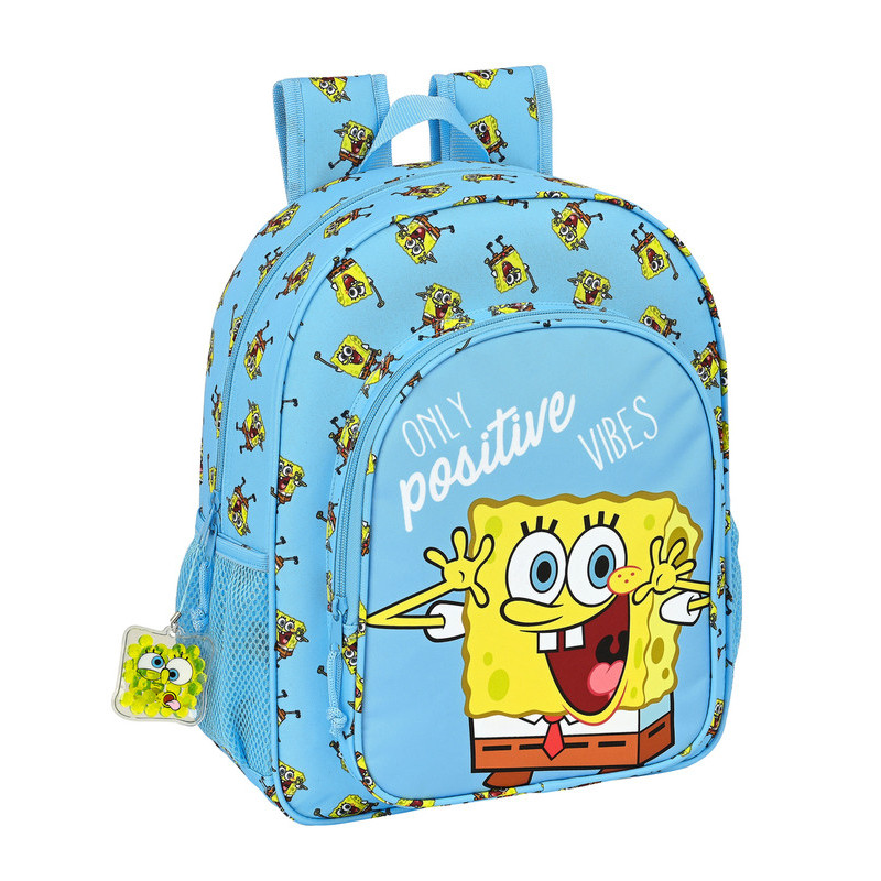 MOCHILA JUNIOR ADAPT.CARRO BOB ESPONJA "POSITIVE VIBES" 612191640 38*32 SAFTA22