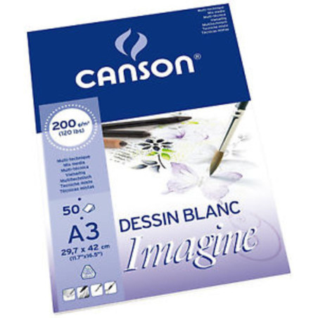 BLOC DIBUJO CANSON IMAGINE FINO A-3 29,7*42 200G ENCOLADO 50H C200006007