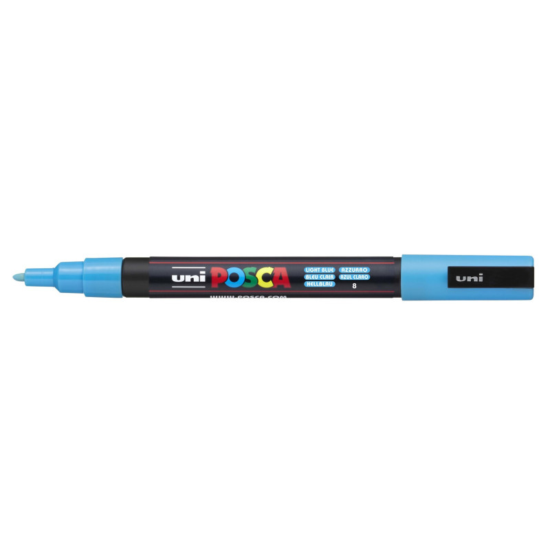 MARCADOR UNI-BALL POSCA PC-3M PUNTA REDONDA 0,9-1,3MM AZUL CLARO (8)