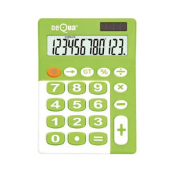 CALCULADORA DEQUA 12 DIGITOS SOBREMESA BOTONES GRANDES VERDE 40230