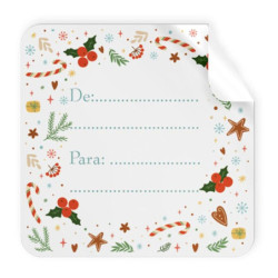 ETIQUETAS FELICIDADES ARGU DE: PARA: "NAVIDAD HOJAS ACEBO" ROLLO 250U 49348