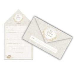 TARJETA INVITACION COMUNION ARGU NIÑO ORLA HOJAS BLISTER 10U 49438 UNIDAD