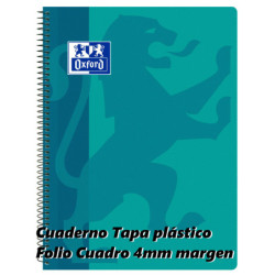 CUADERNO ENRI OXFORD SCHOOL TAPA PLASTICO FOLIO 80H 4*4 AQUA 400079662
