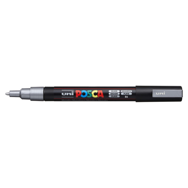 MARCADOR UNI-BALL POSCA PC-3M PUNTA REDONDA 0,9-1,3MM PLATA (26)