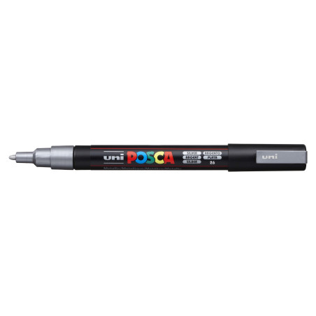 MARCADOR UNI-BALL POSCA PC-3M PUNTA REDONDA 0,9-1,3MM PLATA (26)