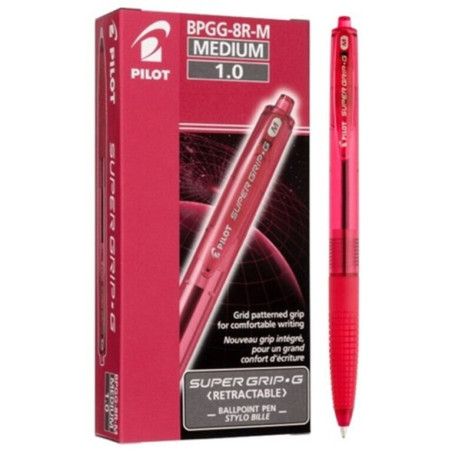 BOLIGRAFO PILOT SUPER G ECO CLIP ROJO C/12U