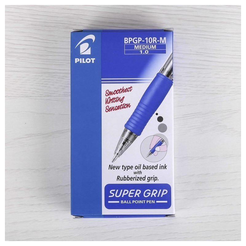 BOLIGRAFO PILOT SUPER GRIP CLIP AZUL C/12U