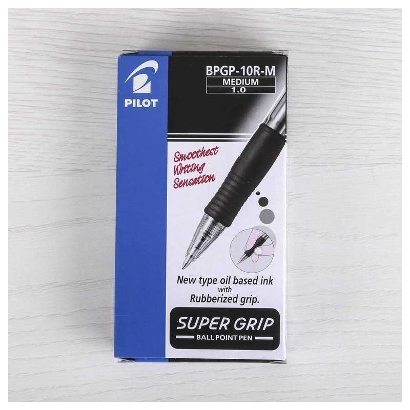 BOLIGRAFO PILOT SUPER GRIP CLIP NEGRO C/12U