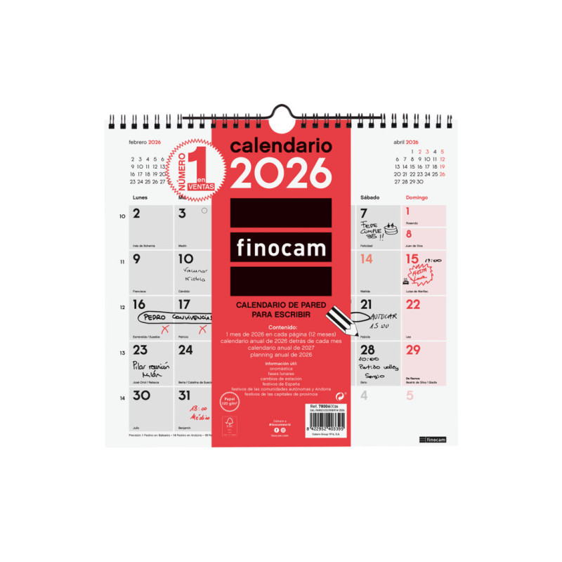 CALENDARIO PARED ESCRIBIR M 2026+ FINOCAM26 780060026 265 X 5 X 255 MM