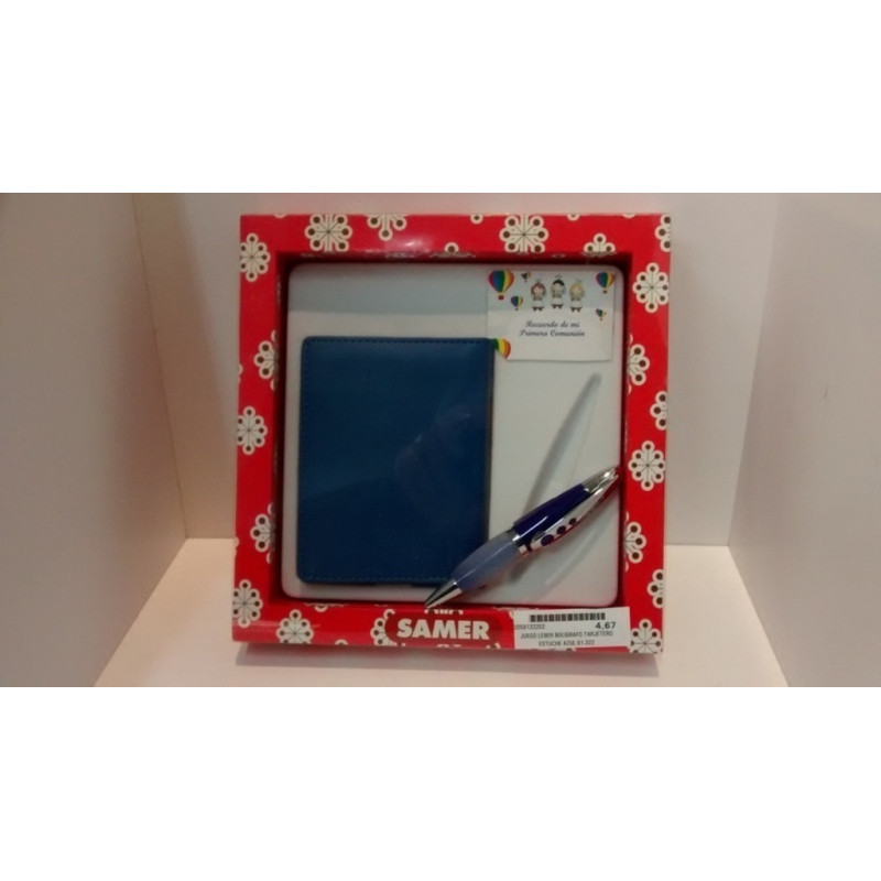 JUEGO LEBER BOLIGRAFO TARJETERO ESTUCHE AZUL 91.322 ^