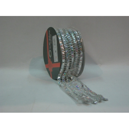 CINTA REGALO RED IRIZADA PLATA 63MM 25M 57090 ^