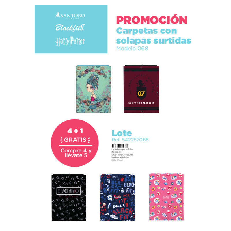 LOTE CARPETA FOLIO 3 SOLAPAS SURTIDAS SAFTA22 VAC 542257068