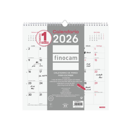 CALENDARIO PARED CHIC ES30X30 2026 BLANCO+ FINOCAM26 787007326 300 X 5 X 310 MM