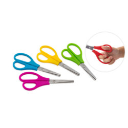 TIJERA ECONOMICA ESCOLAR 13,5CM FAIBO MANGO POLIETILENO COLORES CAJA 10U TE15