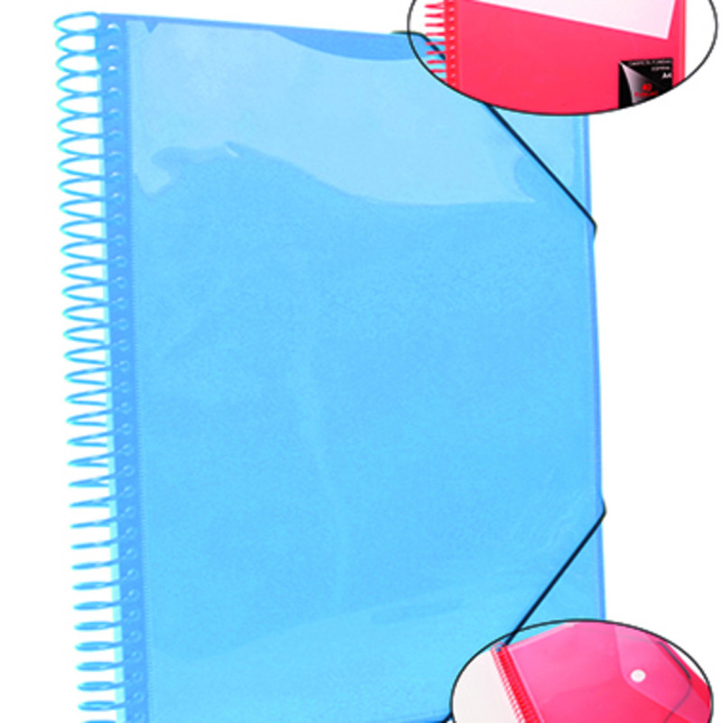 CARPETA ESCAPARATE A-4 PRYSE 20 FUNDAS ESPIRAL KANGURO COLOR AZUL 4240022 UNIDAD