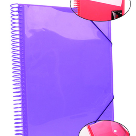 CARPETA ESCAPARATE A-4 PRYSE 30 FUNDAS ESPIRAL KANGURO COLOR LILA 4240036 UNIDAD