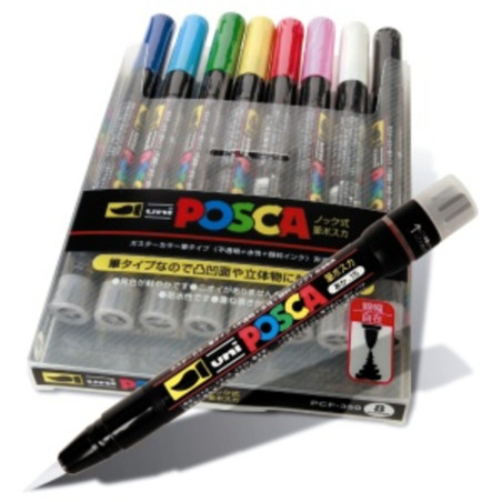 MARCADOR UNI-BALL POSCA PCF-350/10C PUNTA PINCEL SURTIDO 10 COLORES 182634859