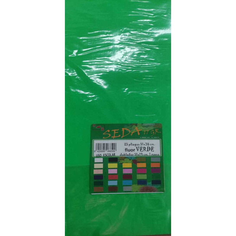PAPEL SEDA FLUOR VERDE 51*38 BOLSA 25H CNSL 6859