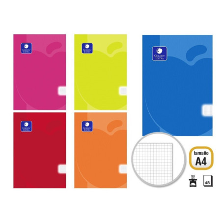 LIBRETA GRAPADA DIN A-4 TAPA PP GOLDEN EXTRA 90G CUADRO 4*4 48H 325017 POESSA UNIDAD