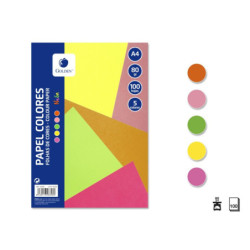 PAQUETE REPRO A-4 80G 5 COLORES FLUOR GOLDEN POESSA PTE 100H 328358