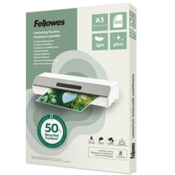 PK 100 FUNDAS DE PLASTIFICAR RECICLADAS BRILLO A3 FELLOWES