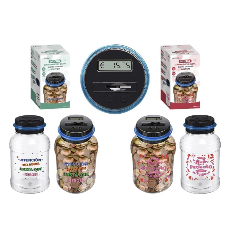 HUCHA DIGITAL CUENTAMONEDAS BOTELLA PLASTICO UMAY 333147 POESSA