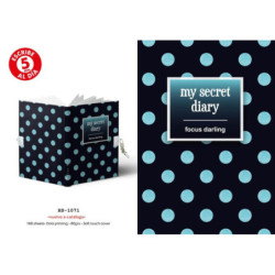 DIARIO TAMAÑO A5 CON CANDADO FOCUS DARLING TOPOS AZULES ALEX BOG HS-1071