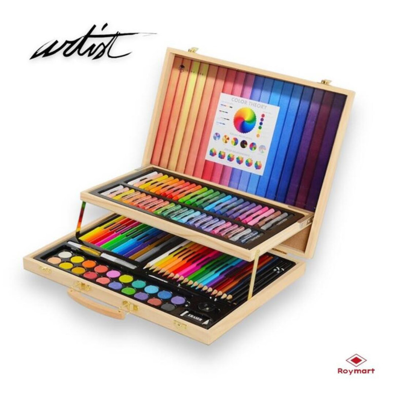 MALETIN DIBUJO LITTLE ARTIST MADERA DOS PISOS 106 PZAS ALEX BOG AB-0892