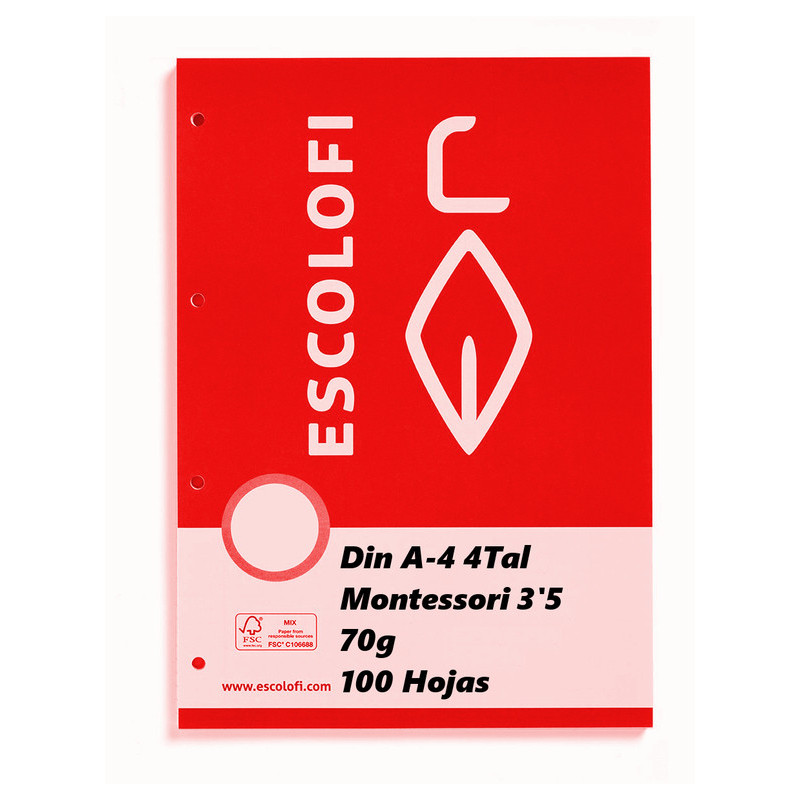 RECAMBIO ESCOLOFI A4  4TAL 100H MONTESORI 3.5 110032604