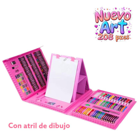 MALETIN DIBUJO ALEX BOG 208 PZAS PLASTICO ARTIST C/ATRIL ROSA AB-1104