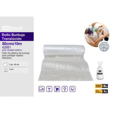 PLASTICO BURBUJAS CRISCOLOR 50*10M UNIDAD 42681