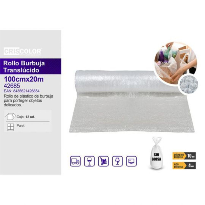 PLASTICO BURBUJAS CRISCOLOR 100*20M UNIDAD 42685